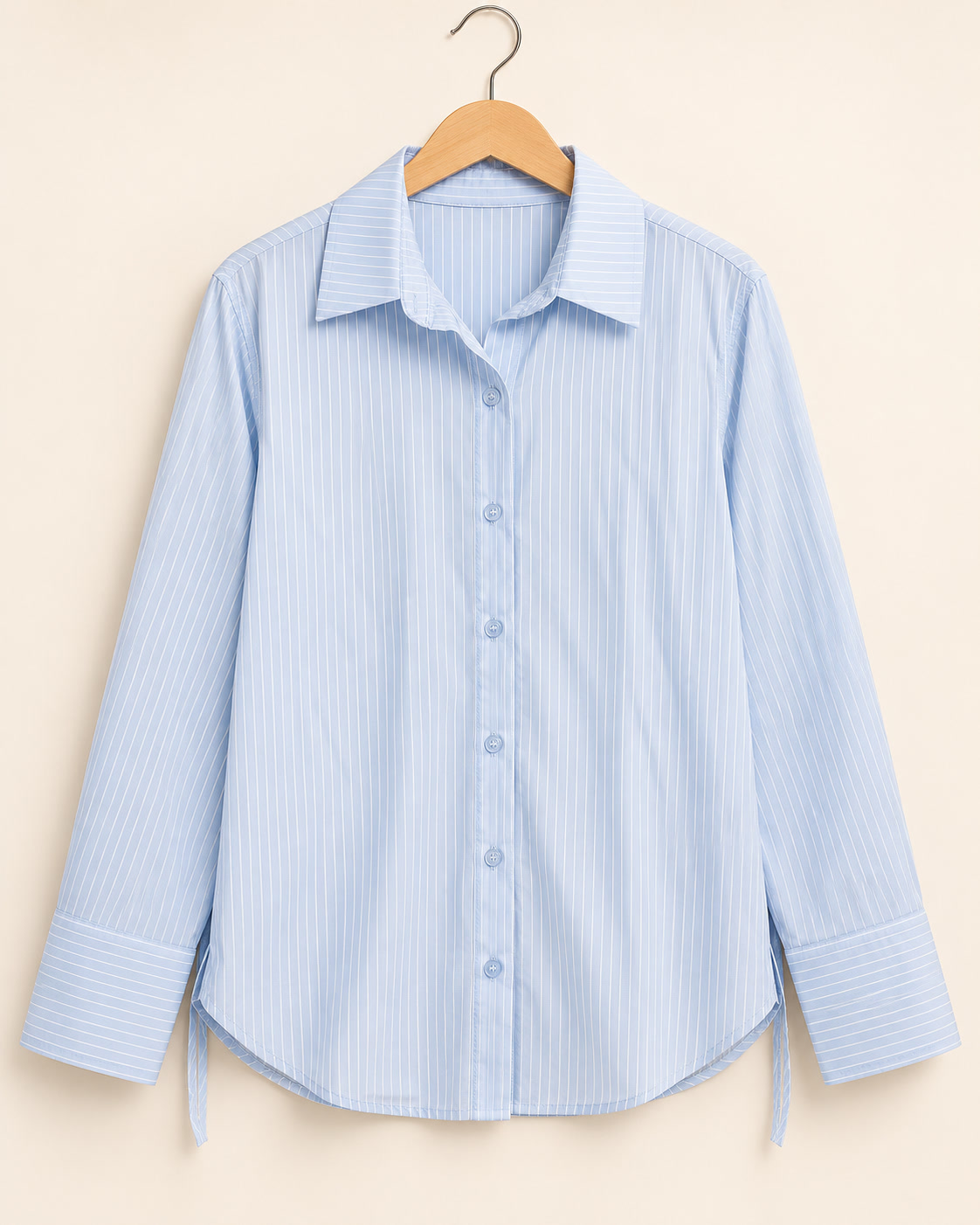 Camisa de manga larga a rayas con botones y puños anchos free for all - talla L - Imagen 2