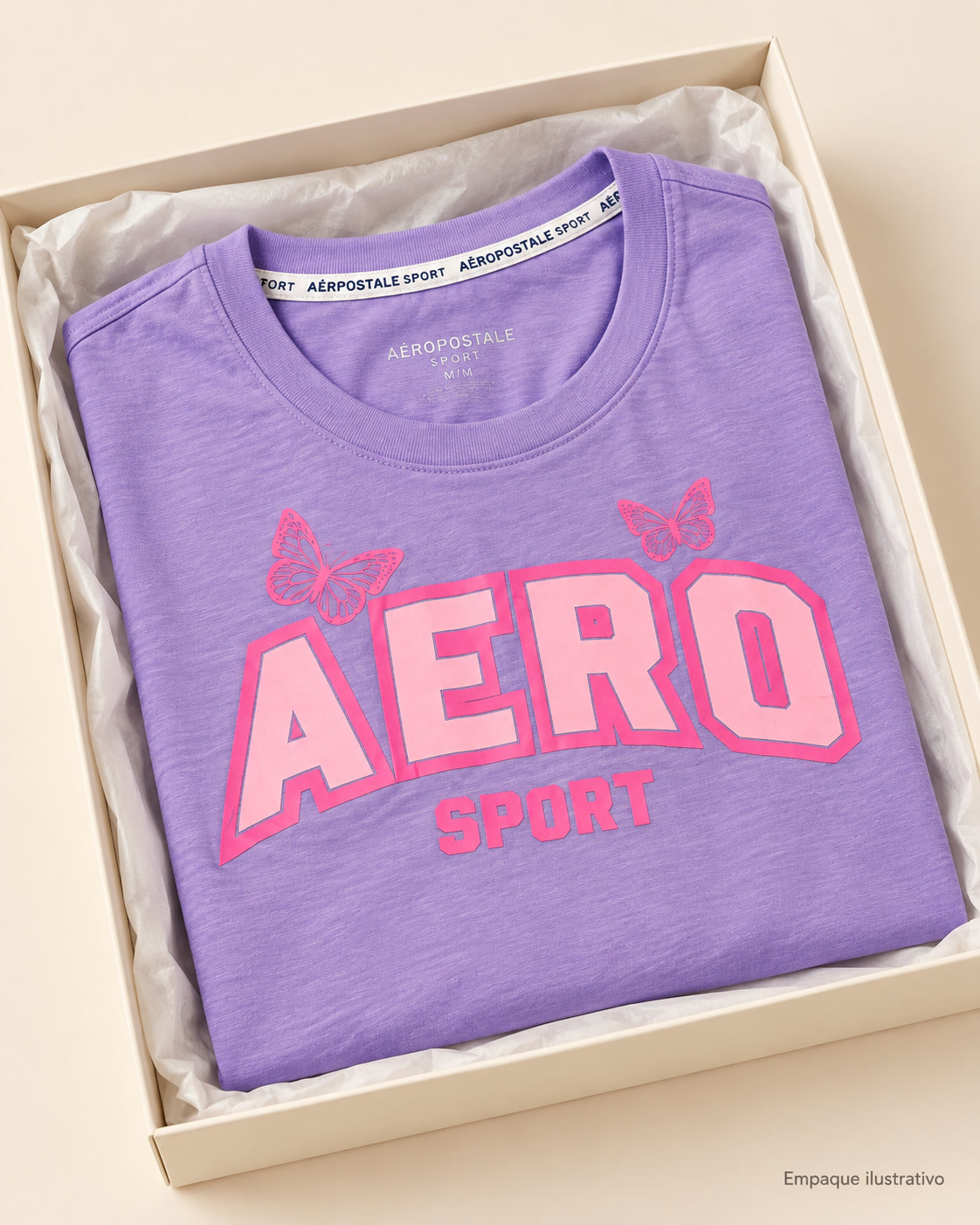 Camiseta Aero Sport con mariposas Aeropostale - talla M - Imagen 4