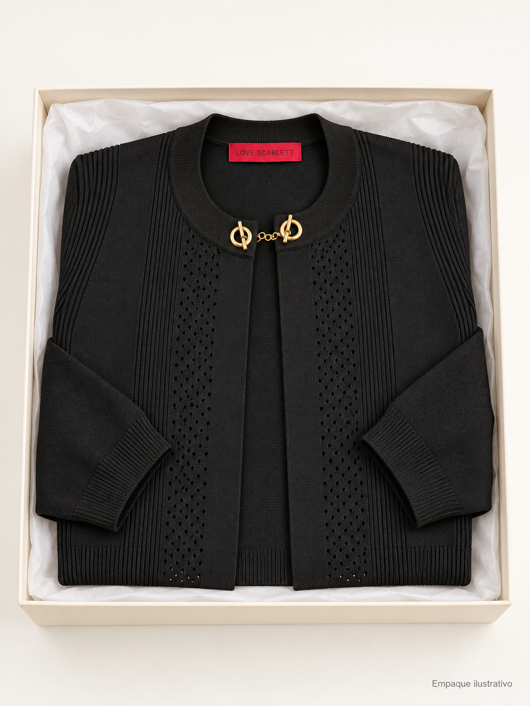 Cárdigan calado con broche dorado Love Scarlett - talla M - Imagen 4