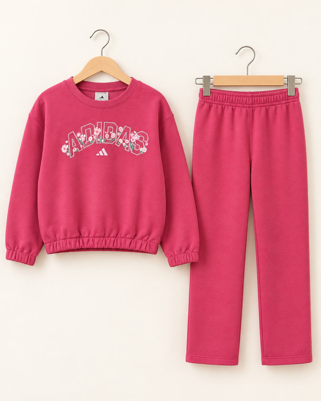 Conjunto juvenil de sudadera floral y pantalón Adidas - talla M juvenil (etiqueta comercial) - Imagen 2
