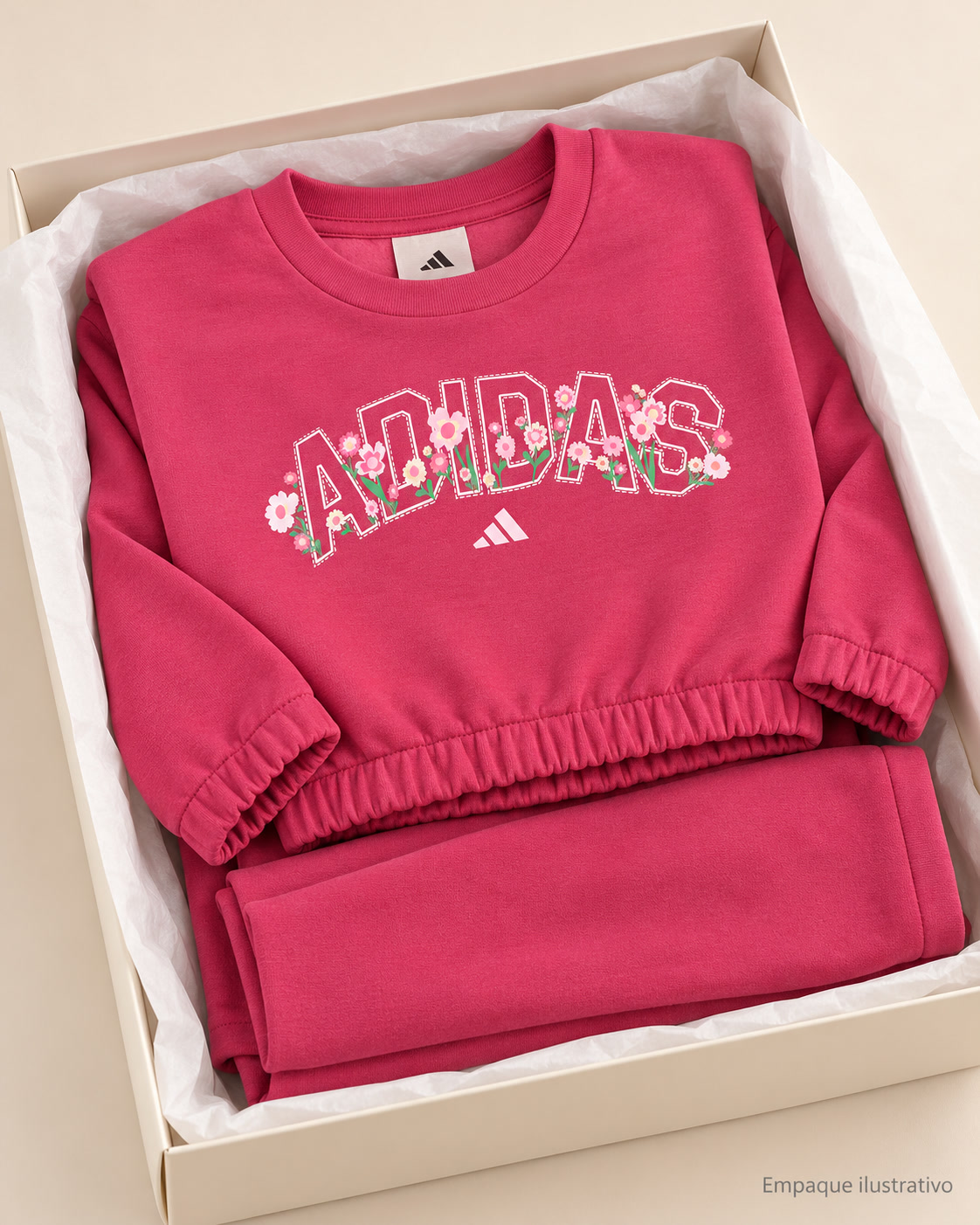 Conjunto juvenil de sudadera floral y pantalón Adidas - talla M juvenil (etiqueta comercial) - Imagen 4