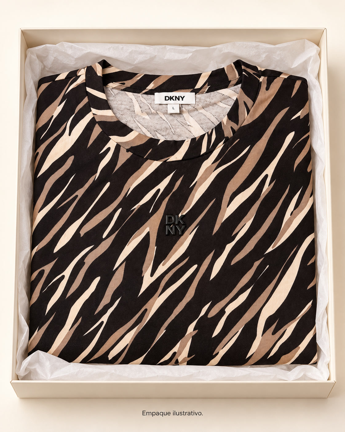Blusa estampada de cuello redondo con logo DKNY DKNY - talla L - Imagen 4