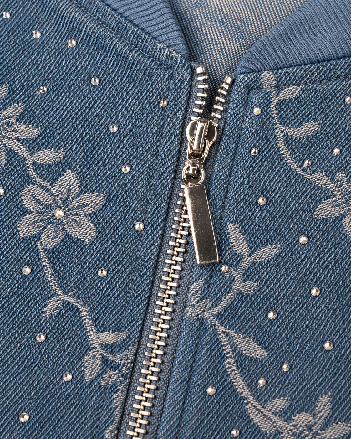 Chaqueta con cierre, motivos florales y pedrería Alice Blue - talla L - Imagen 3